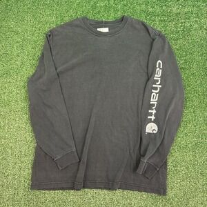 Faded Carhartt long sleeve shirt in black and white with sleeve hit
